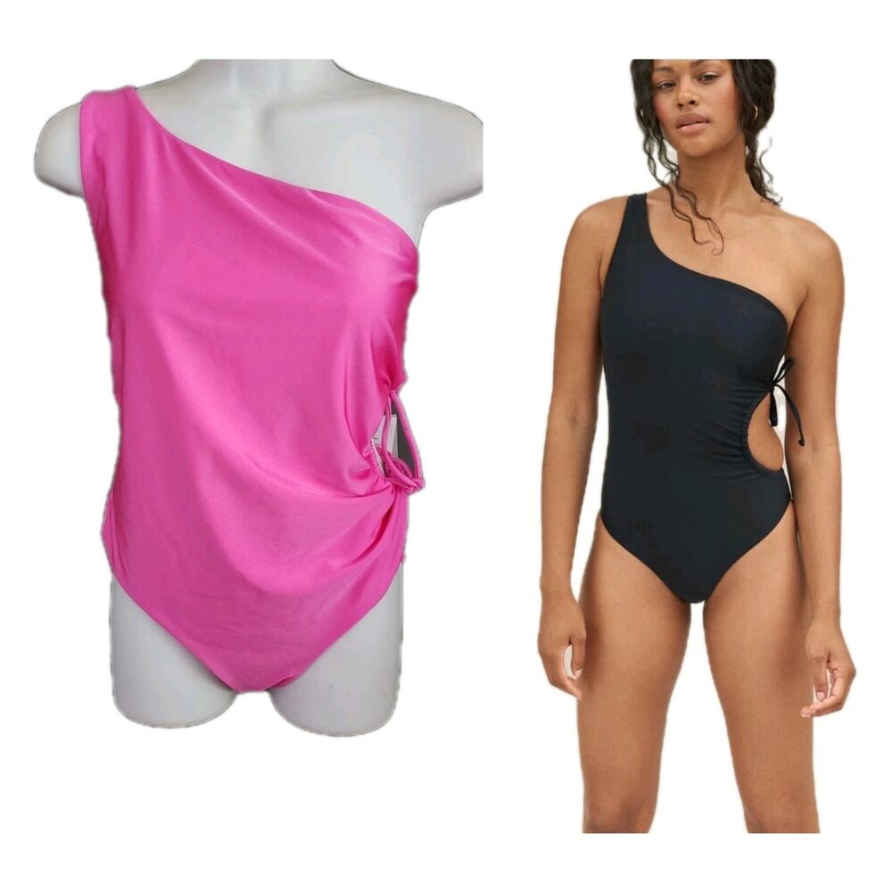 Jade Swim Sustainable Luxe Sena One Shoulder One Piece Swimsuit US X Large Xl